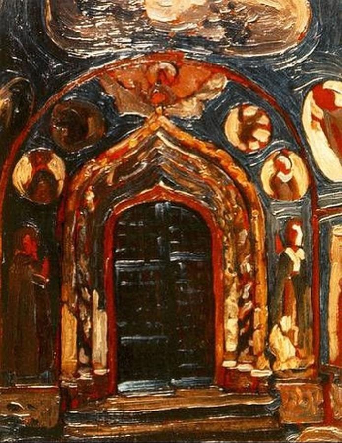 Будучи в Ярославле, Николай Константинович пишет картину “Вход в церковь Николы Мокрого”